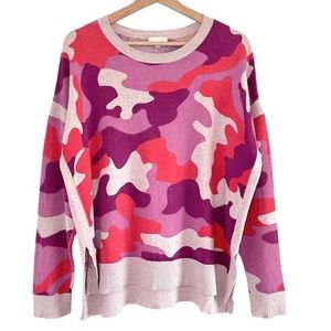 Pink Lisa TODD Camouflage Camo Sweater Crew neck Size Small EUC